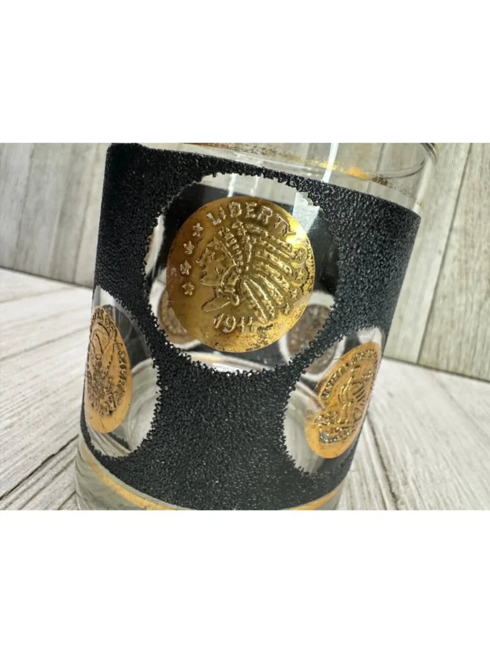 Vtg Libbey Gold Coin Lowball Whiskey Glasses Old Fashion Barware 3.5